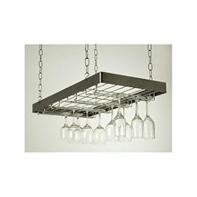 Rogar Hanging Wine Glass Rack - Hammered Steel/ Chrome by Rogar