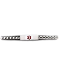 Sterling Silver Medical Alert ID Mariner Chain Bracelet - Length 7 Inch