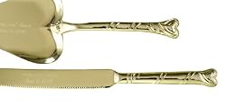 Hortense B. Hewitt Wedding Accessories, Cake and Knife Serving Set, Gold Heart