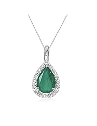 14K White Gold Pear Emerald Pendant (3/4ct. 18" chain)