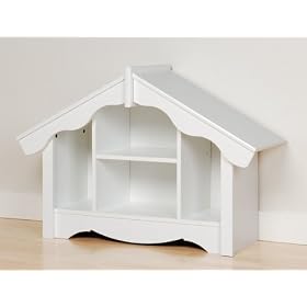 White Little Girl's Dollhouse Style Storage Shelves Cubbie by Prepac