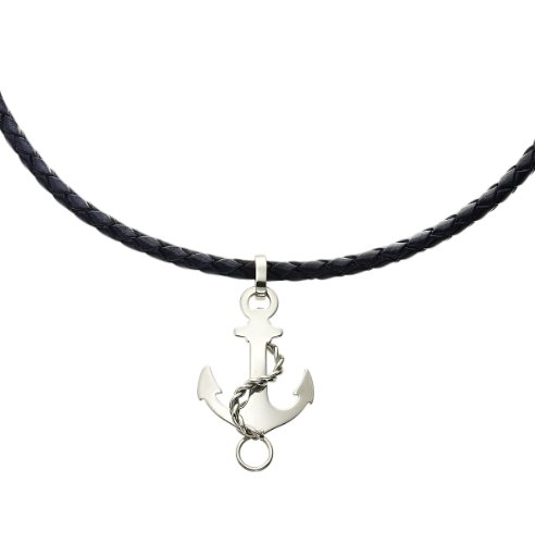 Sal&eacute; Unisex-Collier Edelstahl Anker mit Lederflechtkordel blau 45+5cm 060040009-50XX Preisvergleich
