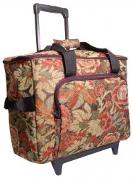 Hemline Burgandy Floral Sewing Machine Trolley