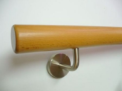 Handlauf-Set Holz Buche 45mm rund Lack 1800mm Länge inkl. 2 Edelstahlhalter Handlauf-Set Holz Buche 45mm rund Lack 1800mm Länge inkl. 2 Edelstahlhalter