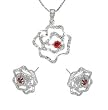 Sterling Silver Rhodium Plated Rose Set - Necklace and Earrings