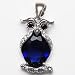 925 Sterling Silver Owl Pendants with inlaid Blue Sapphire CZ
