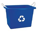 United Solutions 19-Gallon Rectangular Rope Handled Recycling Tub, Recycling Blue United Solutions 19-Gallon Rectangular Rope Handled Recycling Tub, Recycling Blue