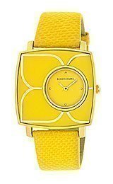 BCBGMAXAZRIA Women’s BG6385 Icon Voyage Custom Square Case with Flower Bezel Detailed Watch