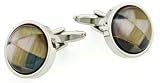 Elegant round multi hued cats eye cufflinks with presentation box