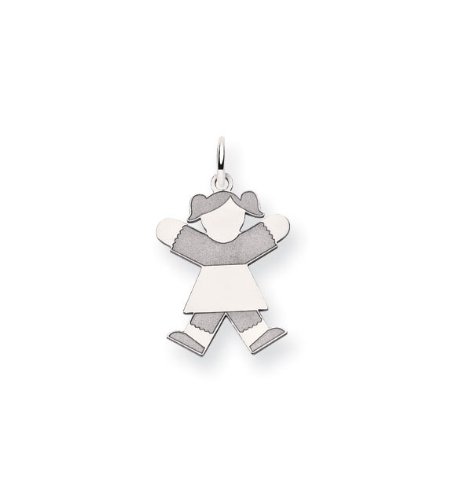 casual girls dresses-Ladies 14k White Gold Girls Casual Dress Charm Pendant Images