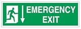 Stewart Superior Emergency Exit Man Arrow Down Self Adhesive Sign Standard/Photoluminescent Ref SPO54SAV