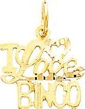 14K Gold I Love Bingo Charm Diamond-Cut Heart Pendant