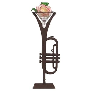 Cast Iron & Glass Trumpet Vase