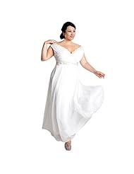 Plus Size V-neck Off the Shoulder Backless Lace Beaded Chiffon Sheath  Dress With a Ribbon 