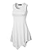 Made By Johnny MBJ WT671 Womens Summer Sleeveless Irregular Handkerchie Hem Loose Tunic Tops Flowy Blouses Shirt XL White