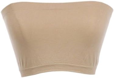 MB TREND Women's Seamless Bandeau Strapless Tube Top, One Size, Khaki