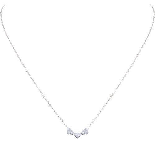 Humble Chic Women's Tiny Heart Trio Necklace Delicate Dainty Triple Pendant Necklace