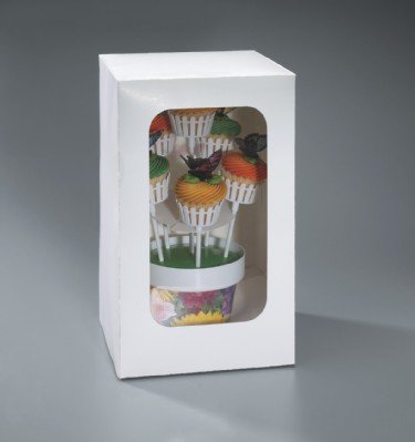 Cupcake Bouquet Plain White with Window ~ Cake Box