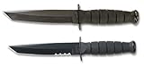 KA-BAR Short Tanto Black Knife - Serrated Edge, Glass Filled Nylon Sheath