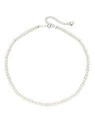 Sterling Silver Childrens White Pearl Necklace with Heart Charm Valentines Gift for Girls