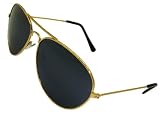 New (Unisex Mens Ladies) Gold Aviator Sunglasses Black Lense with Cloth case UV400