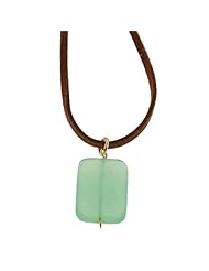 Green Chalcedony Pendant On Leather