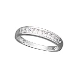 14K White Gold 1/3 ct. Square Shaped Cubic Zirconia Wedding Band
