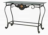 Reverse Painted Metal and Glass Console Table