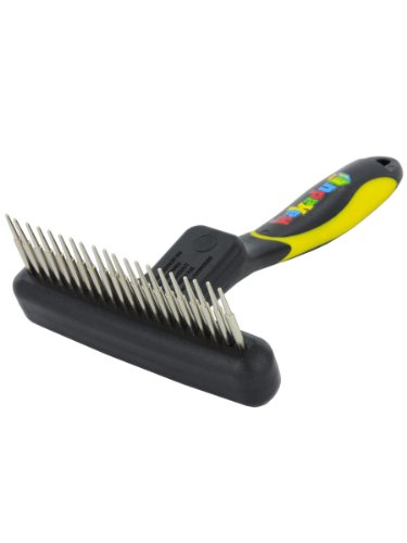Kakadu Pet Flexi Undercoat Rake Grooming Tool, Rotating Teeth Dog Rake, Large with Long Pins