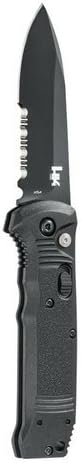 HK Knives Patrol Folding Knife with Coated Serrated Edge Blade, Black