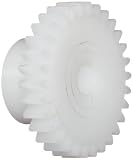 Spur Gear, 20 Degree Pressure Angle, Acetal, Inch, 32 Pitch, 0.438" Pitch Diameter, 5/32" Bore, 0.500" OD, 3/16" Face Width, 14 Teeth