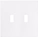 EATON PJS2W Arrow Hart Pjs2 Mid Size Screw Less Wall Plate, 2 Gang, 4-7/8 in L X 4.56 in W X 0.08 in T, White