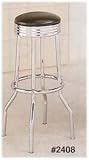 Two padded soda fountain stool in chrome with black