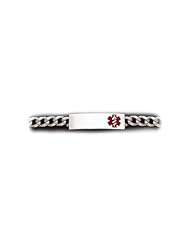 Sterling Silver Medical Alert ID Curb Chain Bracelet - Length 8 Inch
