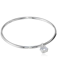 Anne Klein "Social Date" Silver-Tone and Crystal Drop Bangle Bracelet, 2.6"