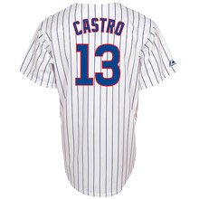 MLB Men's Chicago Cubs Starlin Castro White/Royal Pinstrp Home Short Sleeve 6 Button Synthetic Replica Baseball Jersey Big & Tall Spring 2012  (White/Royal Pinstrp, XXXX-Large)