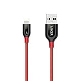 Anker PowerLine+ ライトニングUSBケーブル Apple MFi認証取得【防弾仕様の高耐久ケブラー素材 / 2重編込の高耐久ナイロン素材 / フェルト製ポーチ付属】iPhone、iPad各種他対応 (0.9m レッド)