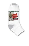 HANES HALF CUSHION ANKLE - WHT W/GEY HEEL & TOE 3 PACK - 187/3