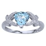 14k White Gold, Blue Topaz, Diamond Ring (1.55 ctw)