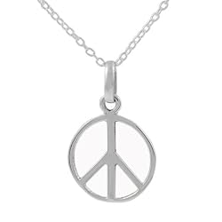 Sterling Silver Polished Peace Sign Necklace