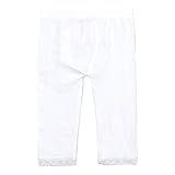 White Knee Length Lace Trim Opaque Leggings Girls 7-16