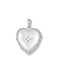 14K White Gold Heart Four Photo Locket 1 inch x 1 inch White Gold
