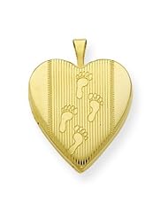 Genuine .925 Gold Plated Sterling Silver 20mm Footprints Heart Locket. 100% Satisfaction Guaranteed.