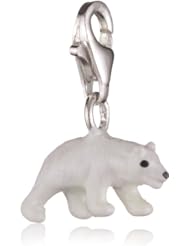 VINANI brand Germany 925 Sterling Silver Charm Pendant Ice Bear Polar Bear white enameled HEIB