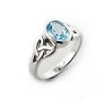 Sterling Silver Celtic Knot and Genuine Blue Topaz Ring (Size 4,5,6,7,8,9,10,11)