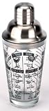 Outset B327 Glass and Stainless-Steel Cocktail Shaker with Recipes