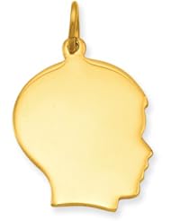 Gold-plated Large Polished Engravable Boys Head Charm