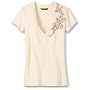 Chiffon Applique V-Neck T-Shirt