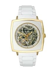 BCBGMaxAzria Womens BG8294 Elite Sport Auto Square Automatic Yellow Gold Bracelet Watch