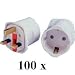 Reise-Adapter - Europäisch (Schuko) 2-Pin to UK 3-Pin Mains Infrastruktur x 100
